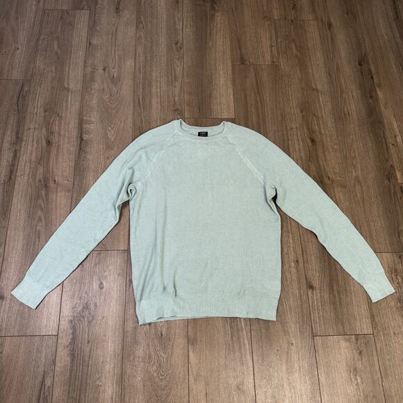 J.Crew Cotton Seed Stitch Crewneck Sweater Men XL Blue Pullover Rib Trim Stretch - Picture 2 of 7